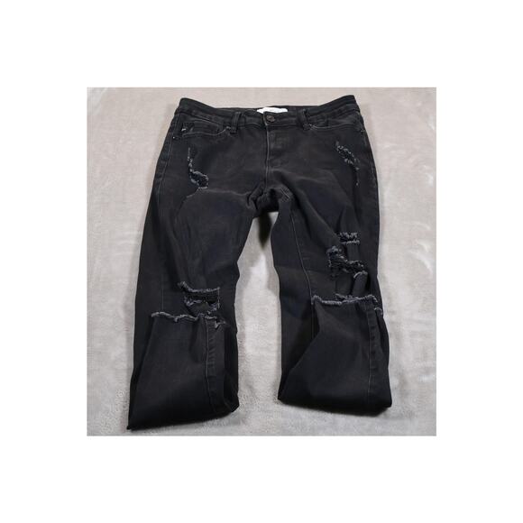 KanCan Jeans Womens 7 27 Black Distressed Ripped Denim Skinny Stretch KC5052BK - Picture 4 of 11